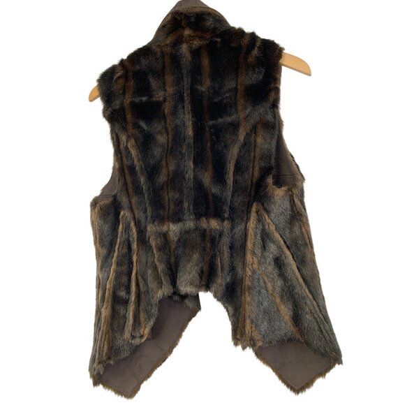 Reversible Faux Fur Microfiber Suede Vest Open Waterfall Style Size S 8724 Asym - Picture 7 of 11